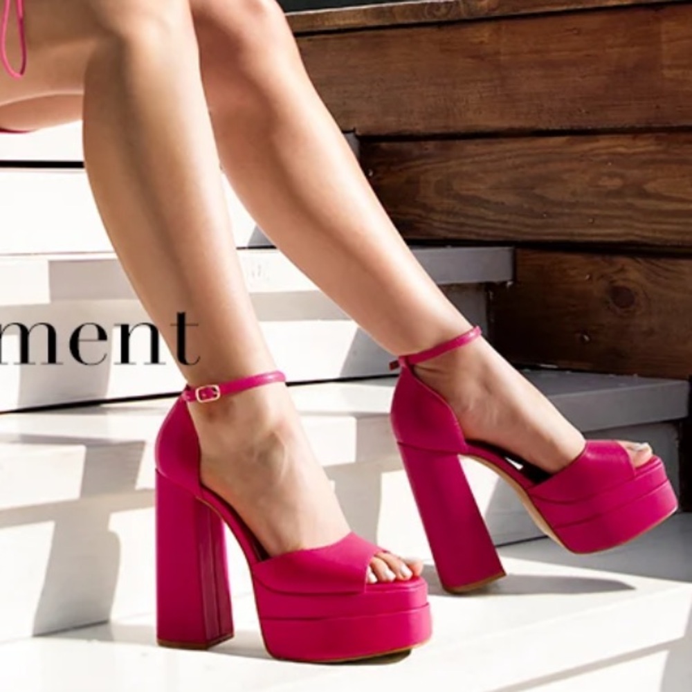 Vivianly Fuchsia Platform Sandals